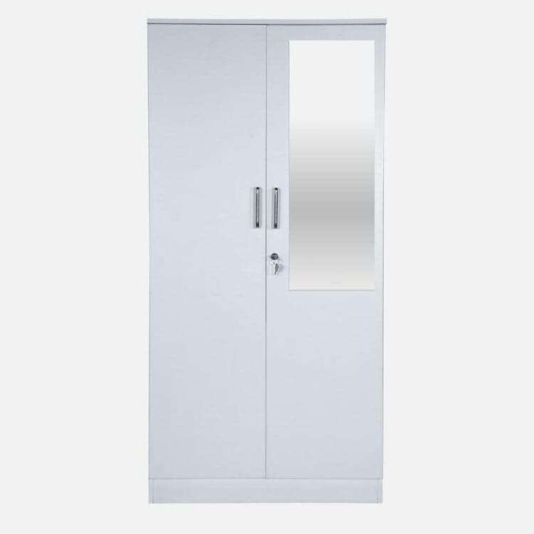 White 2 Door Wardrobe with Mirror