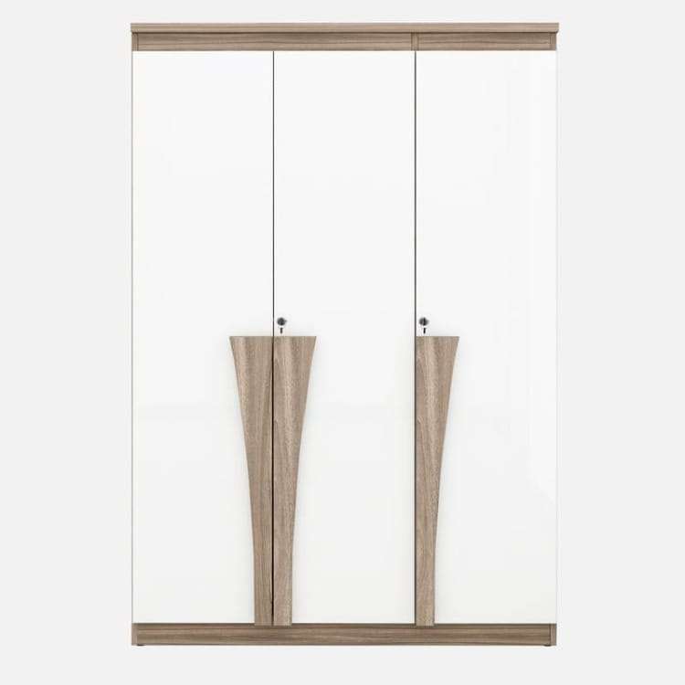 3 Door White Coffee Touch Wardrobe